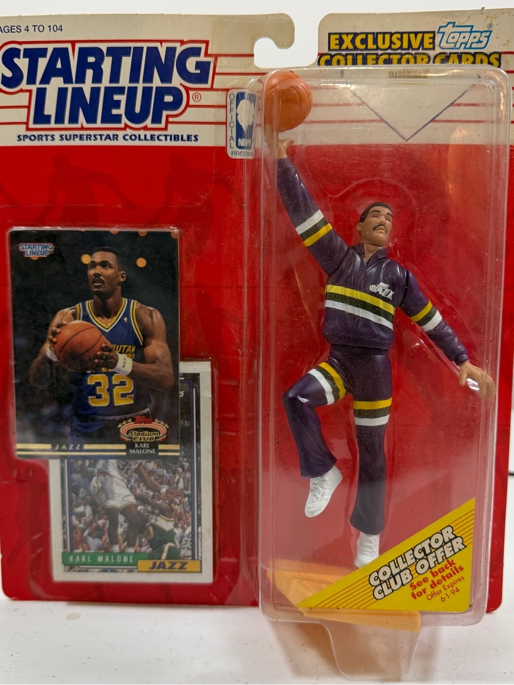 Starting Lineup Basketball Figure in Purple Jazz Warm-Up Outfit